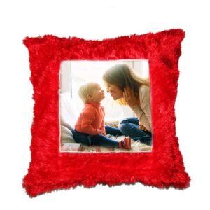 Customized Red Fur Square Cushion